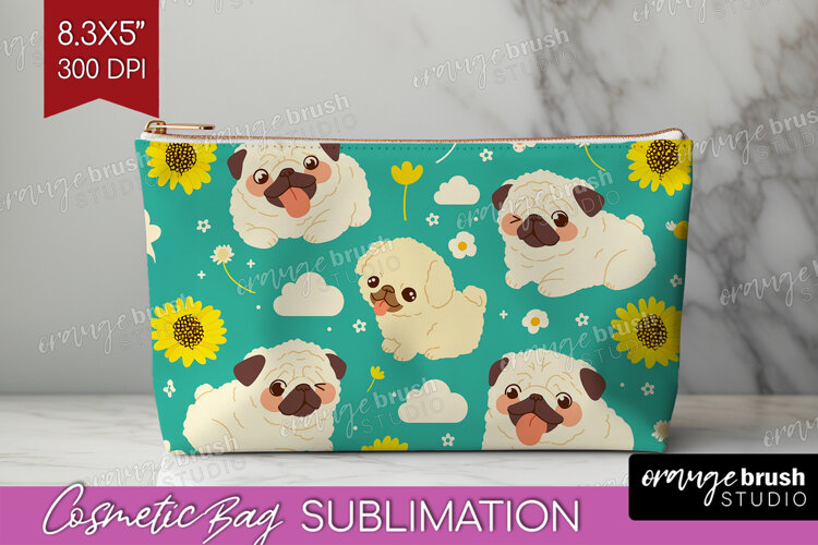 Cute Dog Cosmetic Bag - Chibi Puppy Makeup Bag PNG example image 1