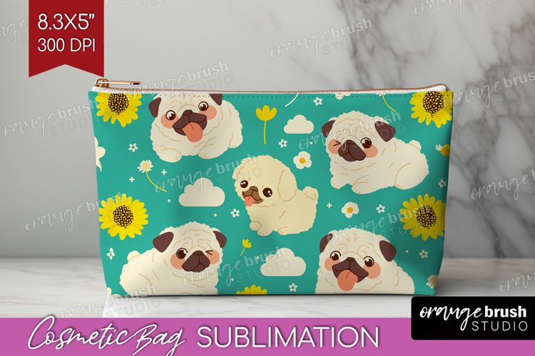 Cute Dog Cosmetic Bag - Chibi Puppy Makeup Bag PNG
