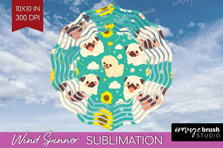 Cute Dog Wind Spinner Sublimation PNG - Chibi Puppy Round