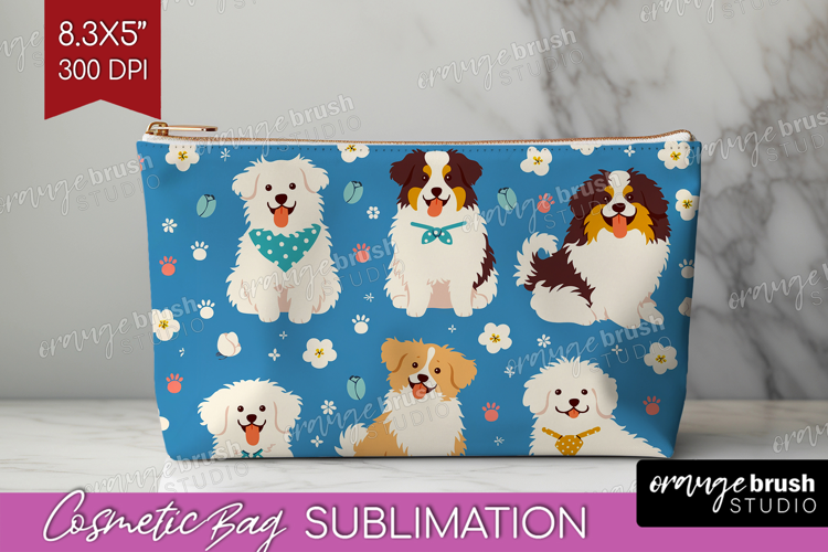 Cute Dog Cosmetic Bag - Chibi Puppy Makeup Bag PNG