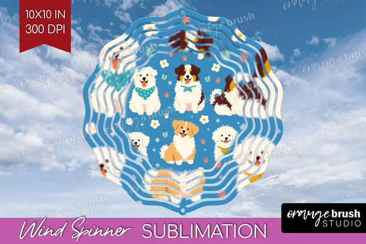 Cute Dog Wind Spinner Sublimation PNG - Chibi Puppy Round