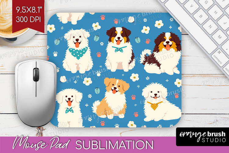 Cute Dog Mouse Pad Sublimation - Chibi Puppy Mousepad PNG