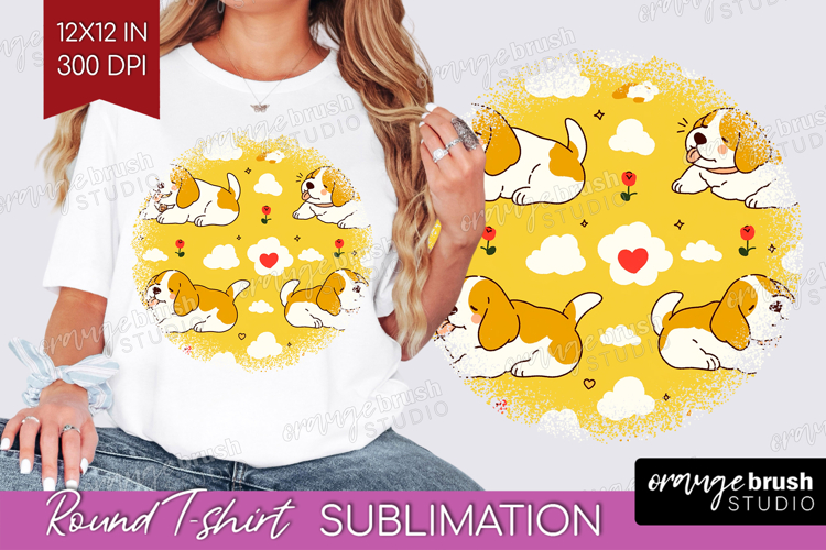 Cute Dog Round Tshirt Background - Chibi Puppy PNG