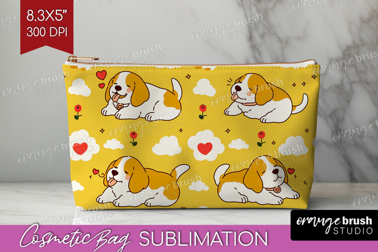 Cute Dog Cosmetic Bag - Chibi Puppy Makeup Bag PNG example image 1