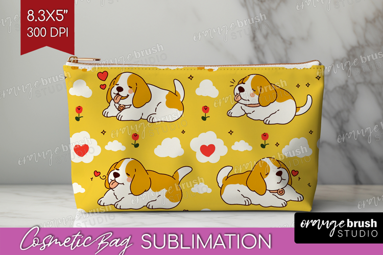 Cute Dog Cosmetic Bag - Chibi Puppy Makeup Bag PNG