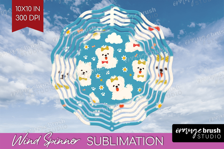 Cute Dog Wind Spinner Sublimation PNG - Chibi Puppy Round