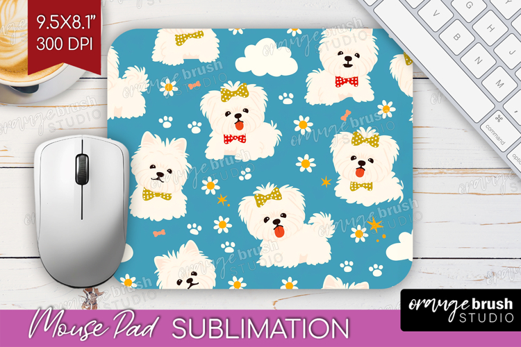 Cute Dog Mouse Pad Sublimation - Chibi Puppy Mousepad PNG