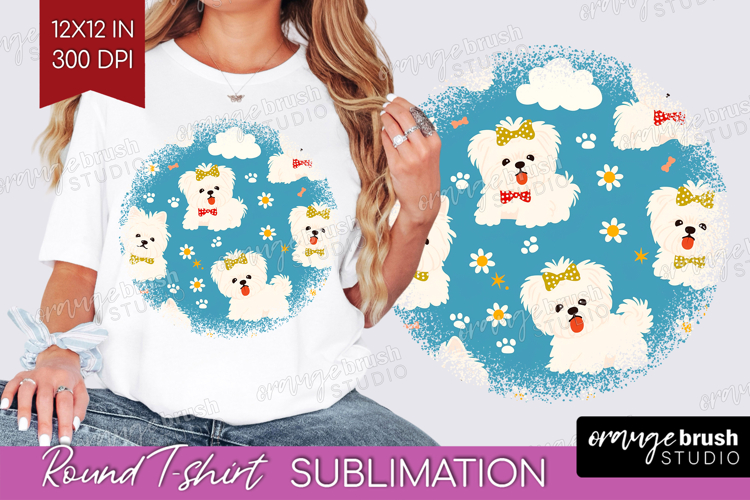 Cute Dog Round Tshirt Background - Chibi Puppy PNG