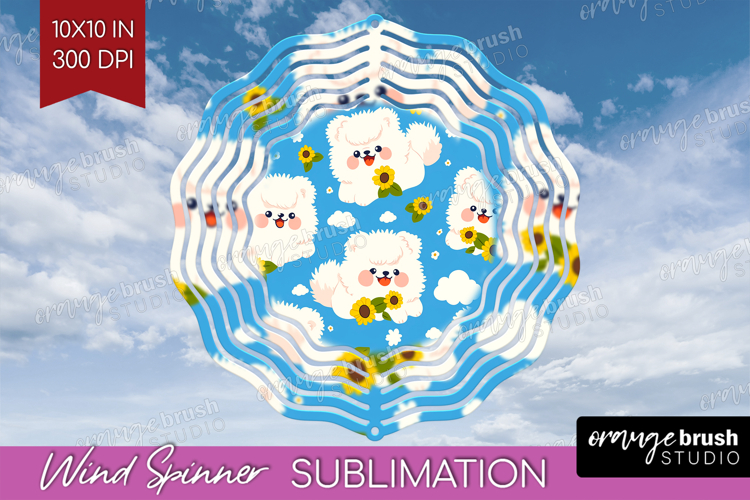 Cute Dog Wind Spinner Sublimation PNG - Chibi Puppy Round