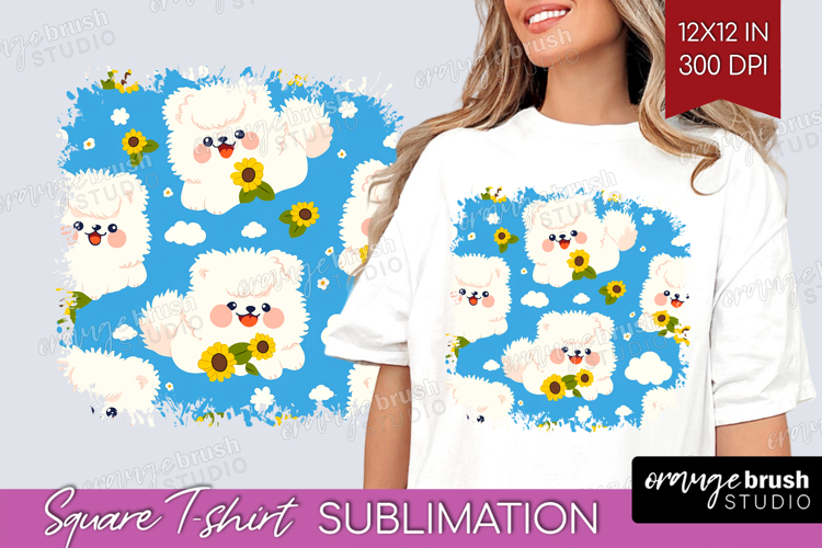 Cute Dog Square Tshirt Background - Chibi Puppy PNG