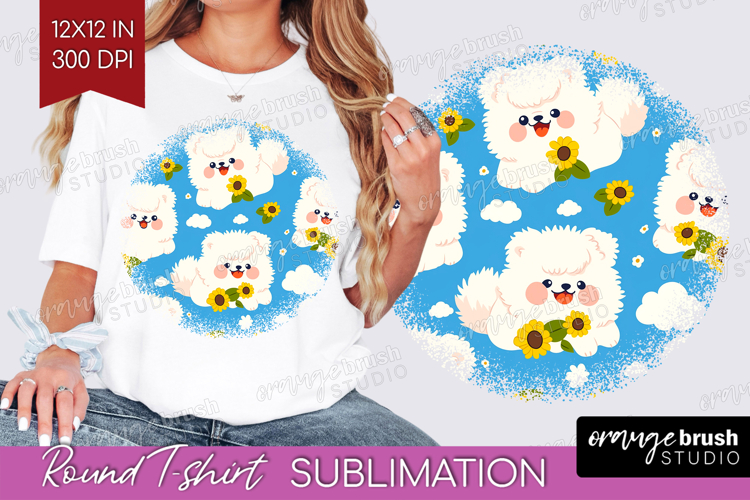 Cute Dog Round Tshirt Background - Chibi Puppy PNG