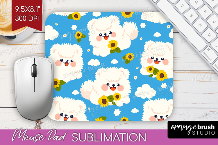 Cute Dog Mouse Pad Sublimation - Chibi Puppy Mousepad PNG