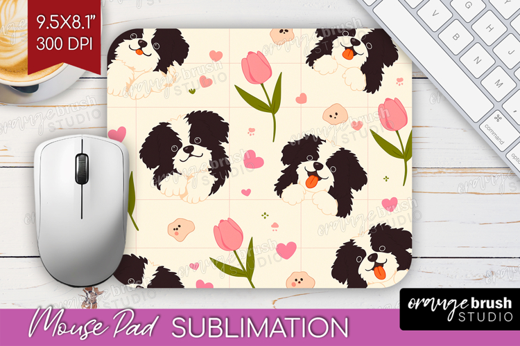 Cute Dog Mouse Pad Sublimation - Chibi Puppy Mousepad PNG