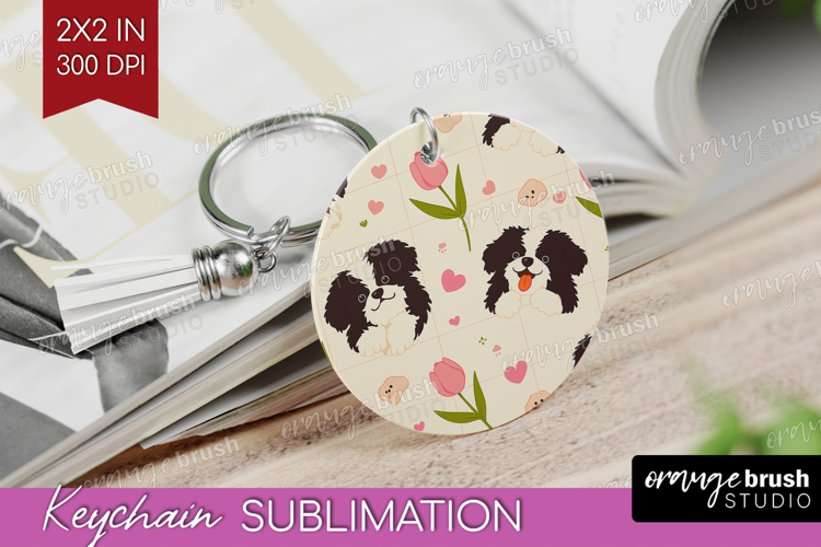 Cute Dog Keychain PNG - Chibi Puppy Keychain Sublimation