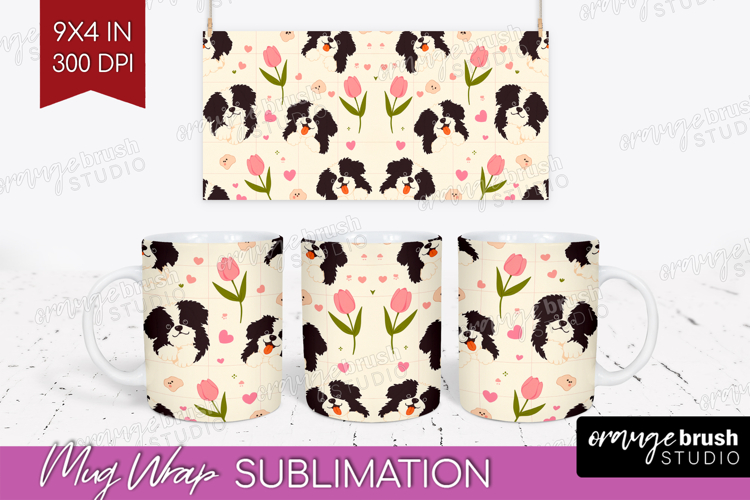 Cute Dog Mug Wrap - Chibi Puppy Mug PNG Sublimation