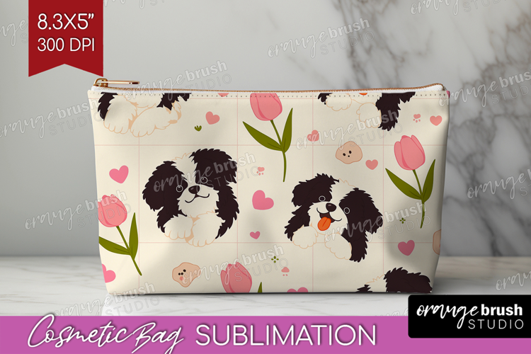 Cute Dog Cosmetic Bag - Chibi Puppy Makeup Bag PNG