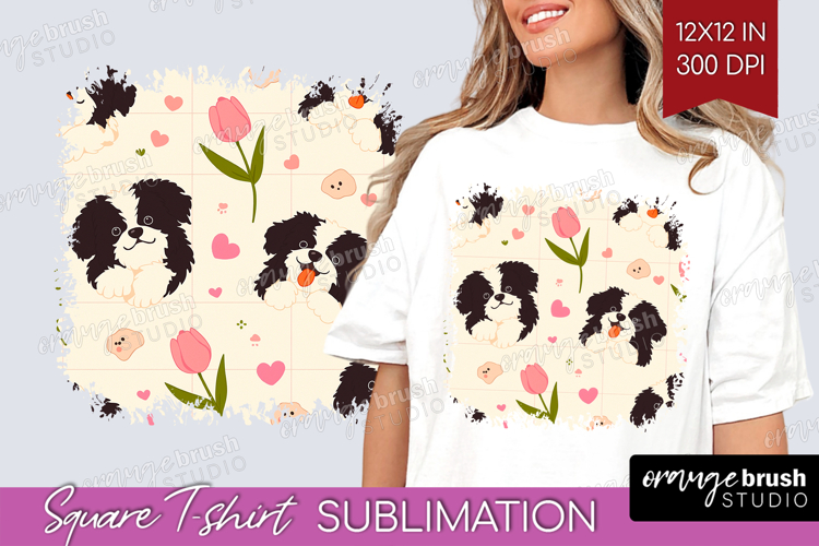 Cute Dog Square Tshirt Background - Chibi Puppy PNG