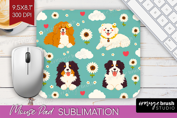 Cute Dog Mouse Pad Sublimation - Chibi Puppy Mousepad PNG