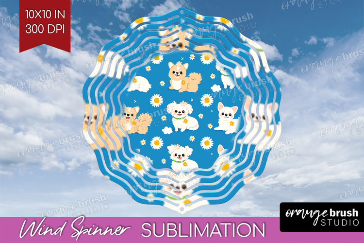 Cute Dog Wind Spinner Sublimation PNG - Chibi Puppy Round
