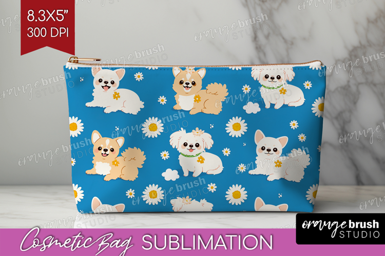Cute Dog Cosmetic Bag - Chibi Puppy Makeup Bag PNG