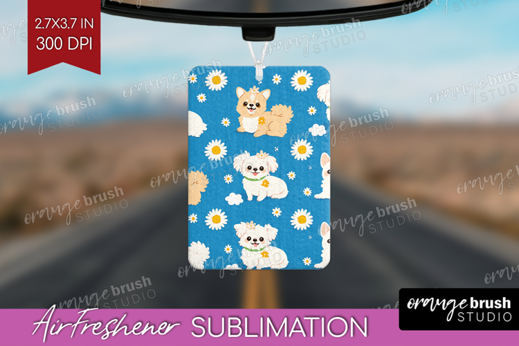 Cute Dog Air Freshener PNG - Chibi Puppy PNG Sublimation