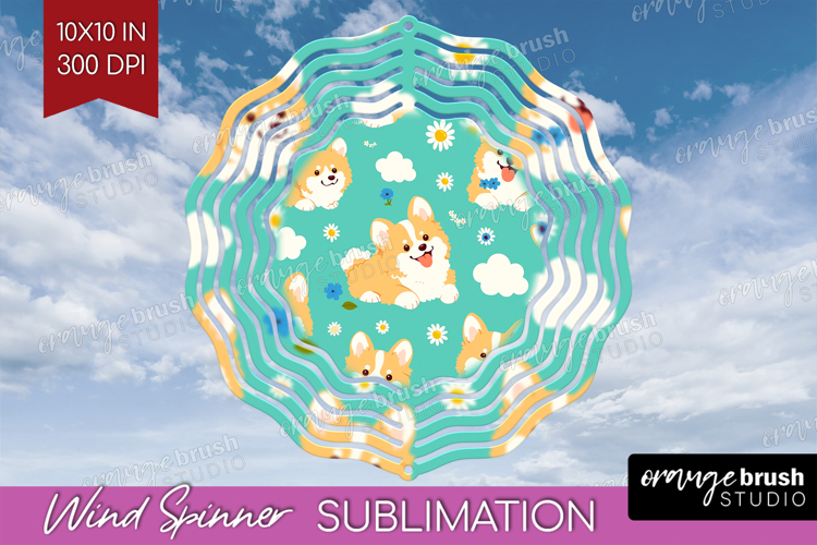 Cute Dog Wind Spinner Sublimation PNG - Chibi Puppy Round