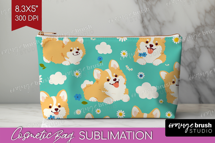 Cute Dog Cosmetic Bag - Chibi Puppy Makeup Bag PNG