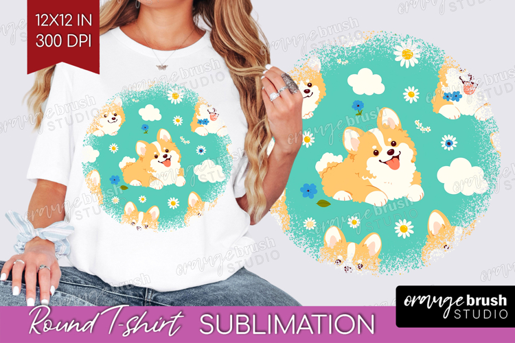 Cute Dog Round Tshirt Background - Chibi Puppy PNG