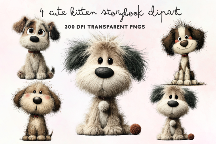 Cute Watercolor Dogs Clipart PNG