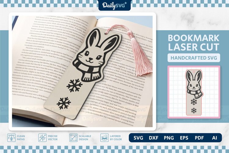 Cute Winter Animal Bookmark SVG | Snowy Reading Craft example image 1