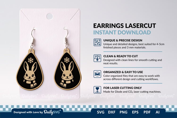 Cute Winter Animal Earring SVG | Laser Cut Jewelry example image 1