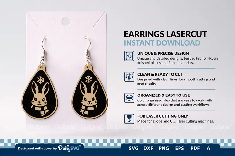 Cute Winter Animal Earring SVG | Laser Cut Jewelry