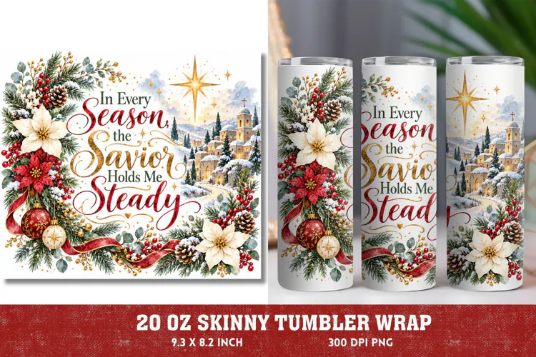 Pray Trust Rest 20oz Tumbler Wrap, Christian Christmas Praye