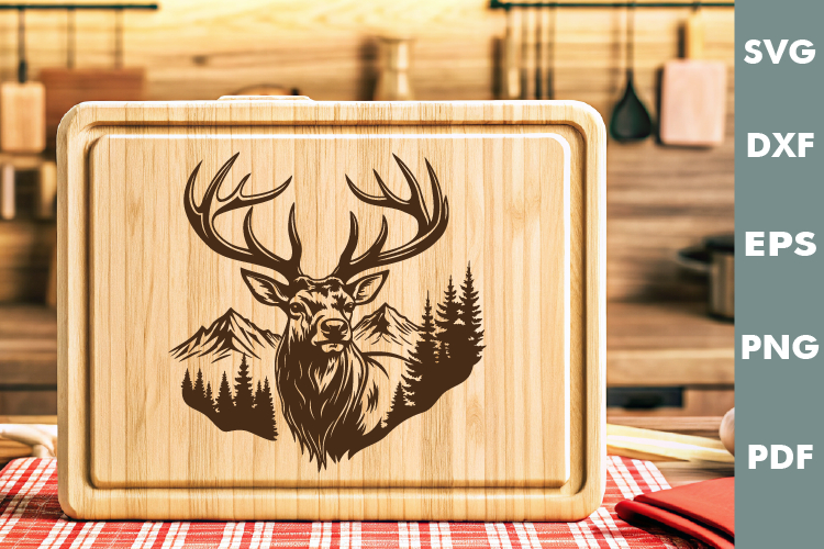 Vintage Deer Design, Cutting board laser SVG, Cricut