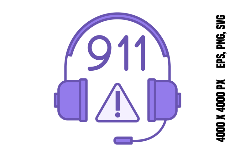 Purple Emergency Number Icon. 911
