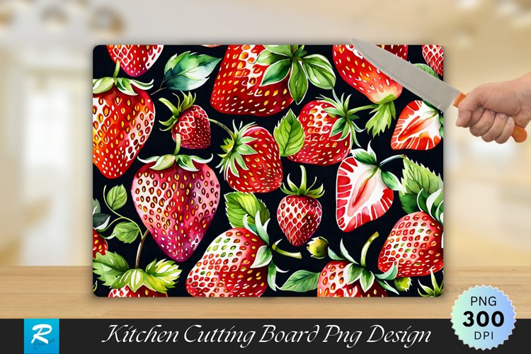 Strawberry Pattern Cutting Board Sublimation Design