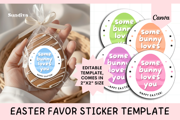 Easter Treat Round Sticker Canva Template - 2