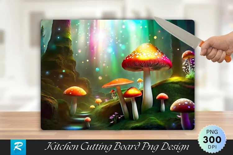 3D Mushroom Cutting Board Sublimation Design