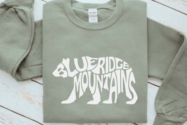 Blue Ridge Mountains Bear Word Art SVG Cut File