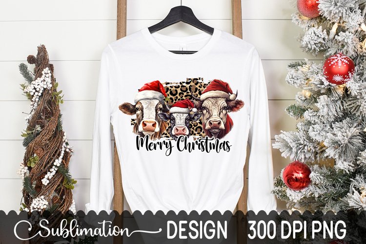 Merry Christmas Sublimation Design - Heifer PNG