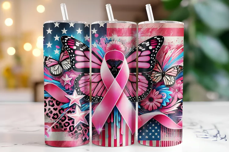 Pink Awareness Ribbon Tumbler Wrap | Sublimation | Tumblers