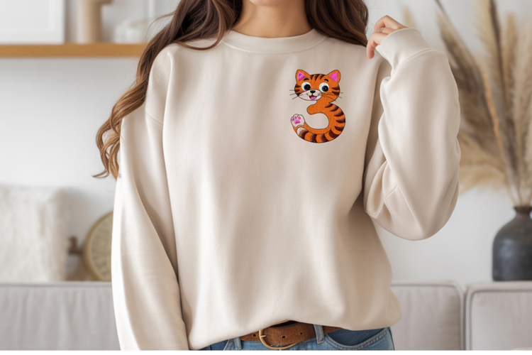Cat Number 3 Embroidery Design
