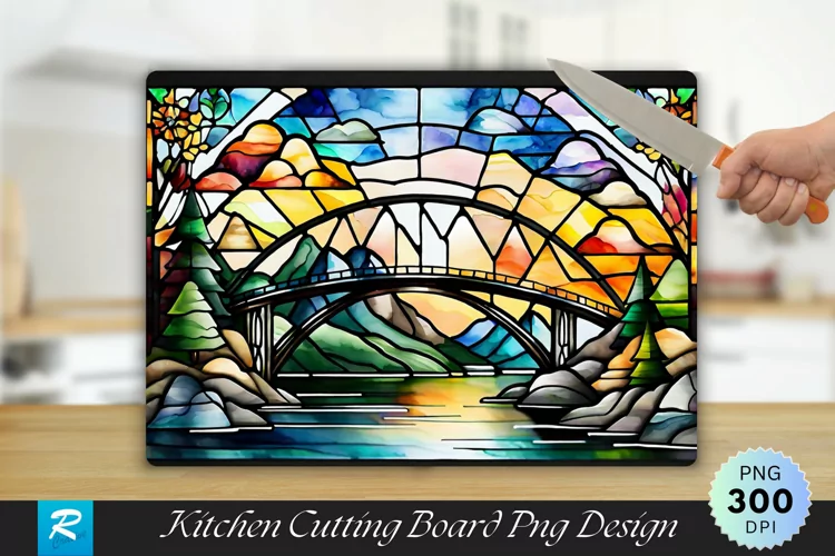 Mountain Stained Cutting Board Sublimation Design