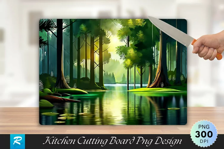 Forest Lake Cutting Board Sublimation Design