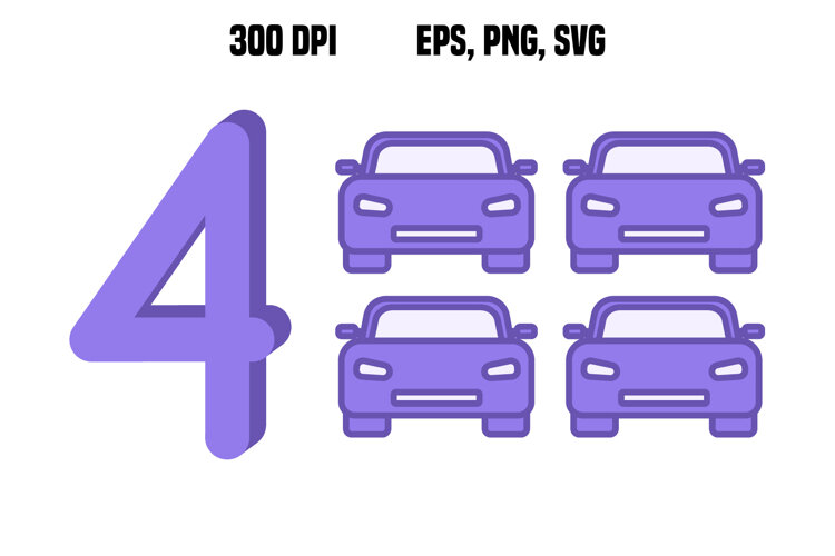 Purple Number Four and Cars example image 1