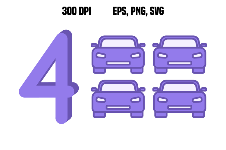 Purple Number Four and Cars
