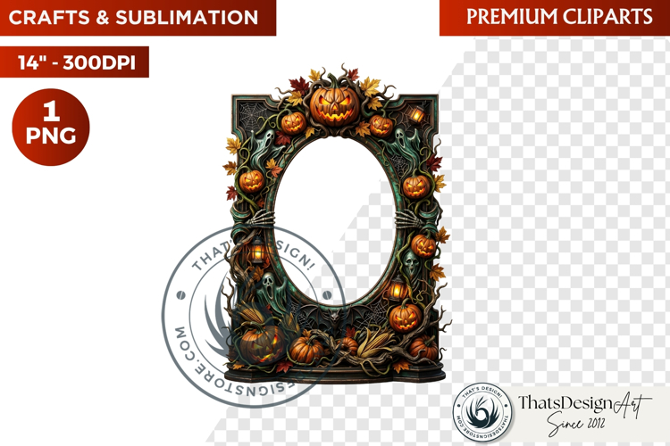 Harvest of Haunts Halloween Gothic Frame PNG, autumn clipart