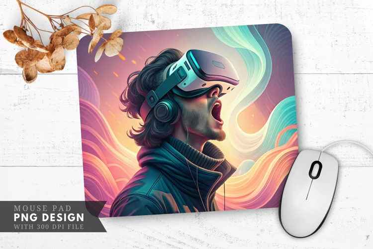 Virtual Reality Interaction Mouse Pad PNG Design