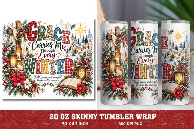 Praise the Lord 20oz Tumbler Wrap, Christian Christmas Nativ example image 1