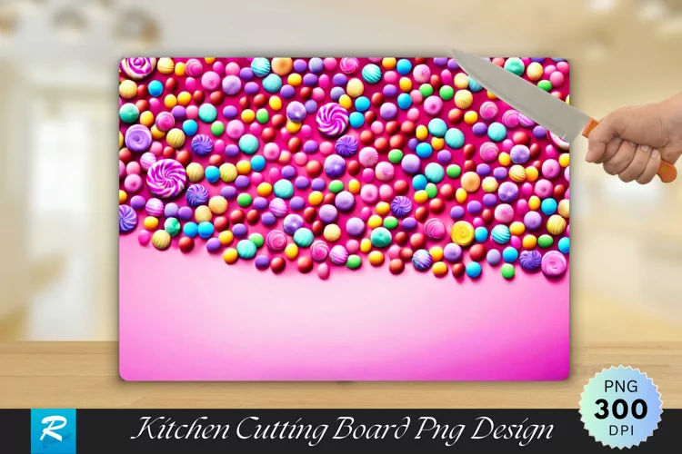 Colorful Candies Cutting Board Sublimation Design